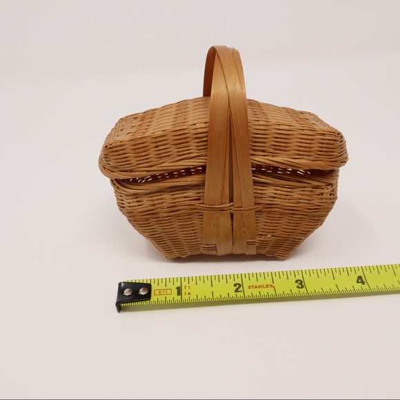 MINI WICKER picnic basket set of 5 vintage - Picture 11 of 16